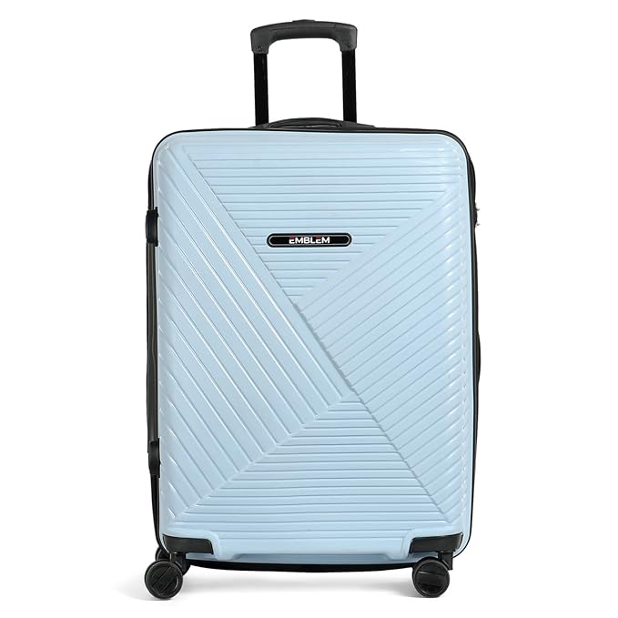 Emblem Luggage Hard Cabin Trolley Small 55cm Trolley Bag for Travel, Lock System 360 Degree 8 Wheels (Sky Blue)