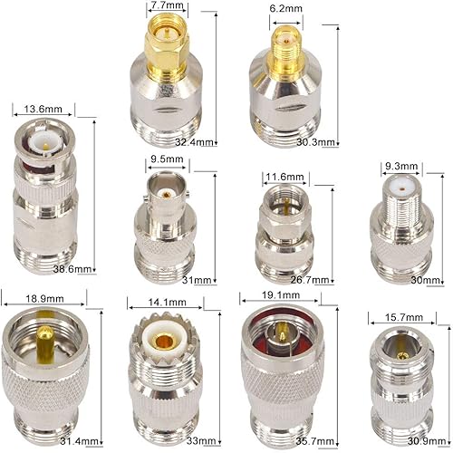 Miniatura 3 de Kit adaptador coaxial de RF tipo N enchufe hembra a tipo N Tipo F UHF BNC SMA macho hembra BNC SMA Jack a N Tipo WiFi Antena convertidor de radio
