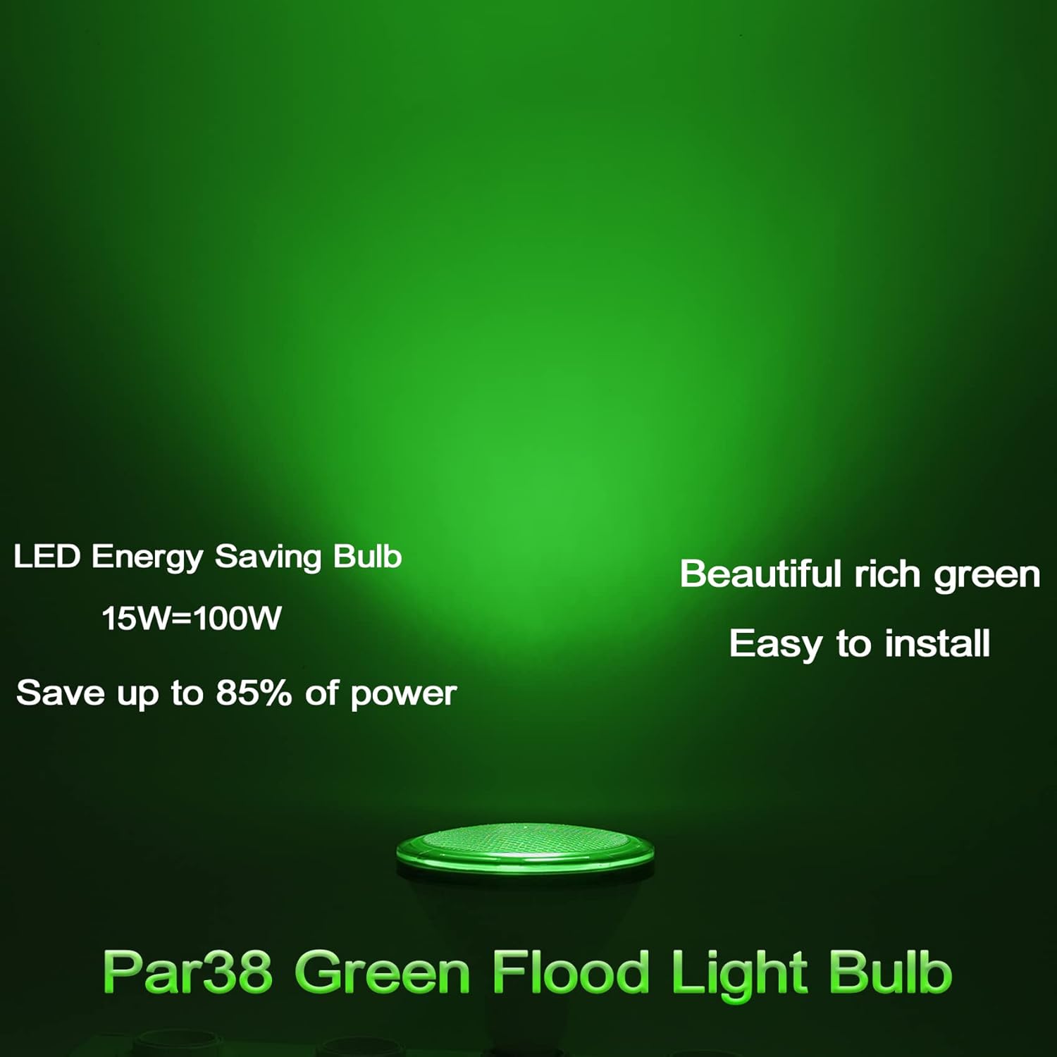 Par38 Green Light Bulb - 15W (100Watt Equivalent) - E26 Green Flood Lights 2 Pack, Party Decoration, Porch, Home Lighting, Holiday Lighting, Halloween, LED Light Bulb Outdoor Indoor