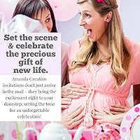 Vista 6 de AmandaCreation - Invitaciones florales de peonía morada para baby shower para gemelos, 20 tarjetas de relleno de 5 x 7 pulgadas con veinte sobres