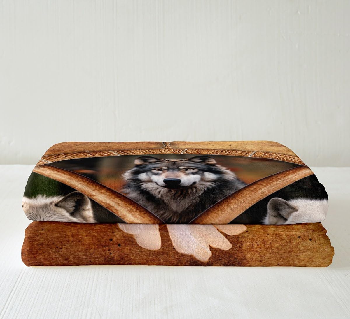 Feelyou Wolf Fleece Throw Blanket Wild West Cowboy Plush Blanket for Kids Teens Adults Brown Sherpa Blanket Wildlife Fuzzy Blanket for Sofa Bed Couch Room Decor,Throw 50x60 Inches