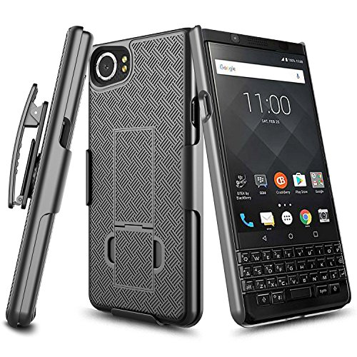 BlackBerry KEYone Black Phone Case, Kickstand Holster Combo Case Belt Clip Slim Shell for BlackBerry KEYone Phone Protection Cover (Verizon/AT&T/Sprint/Unlocked) by Zase (Black Holster Combo Case)