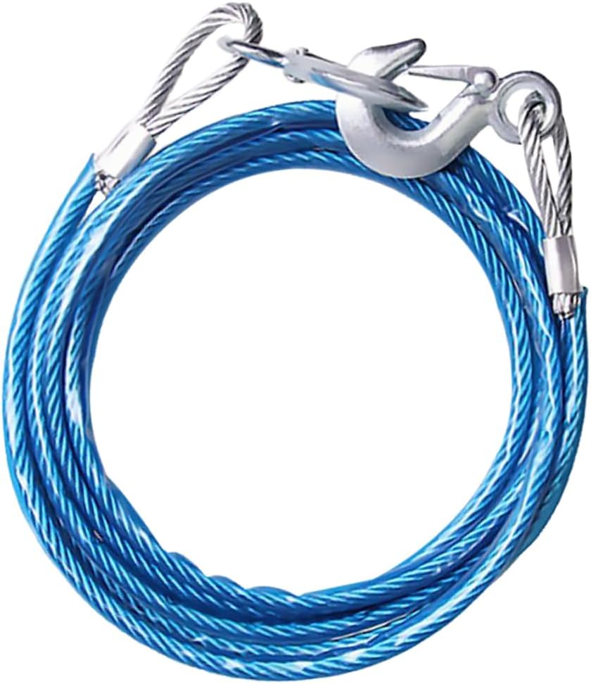5 Ton 4m Car Winch Rope with Hooks, Steel Wire Hauling Cable