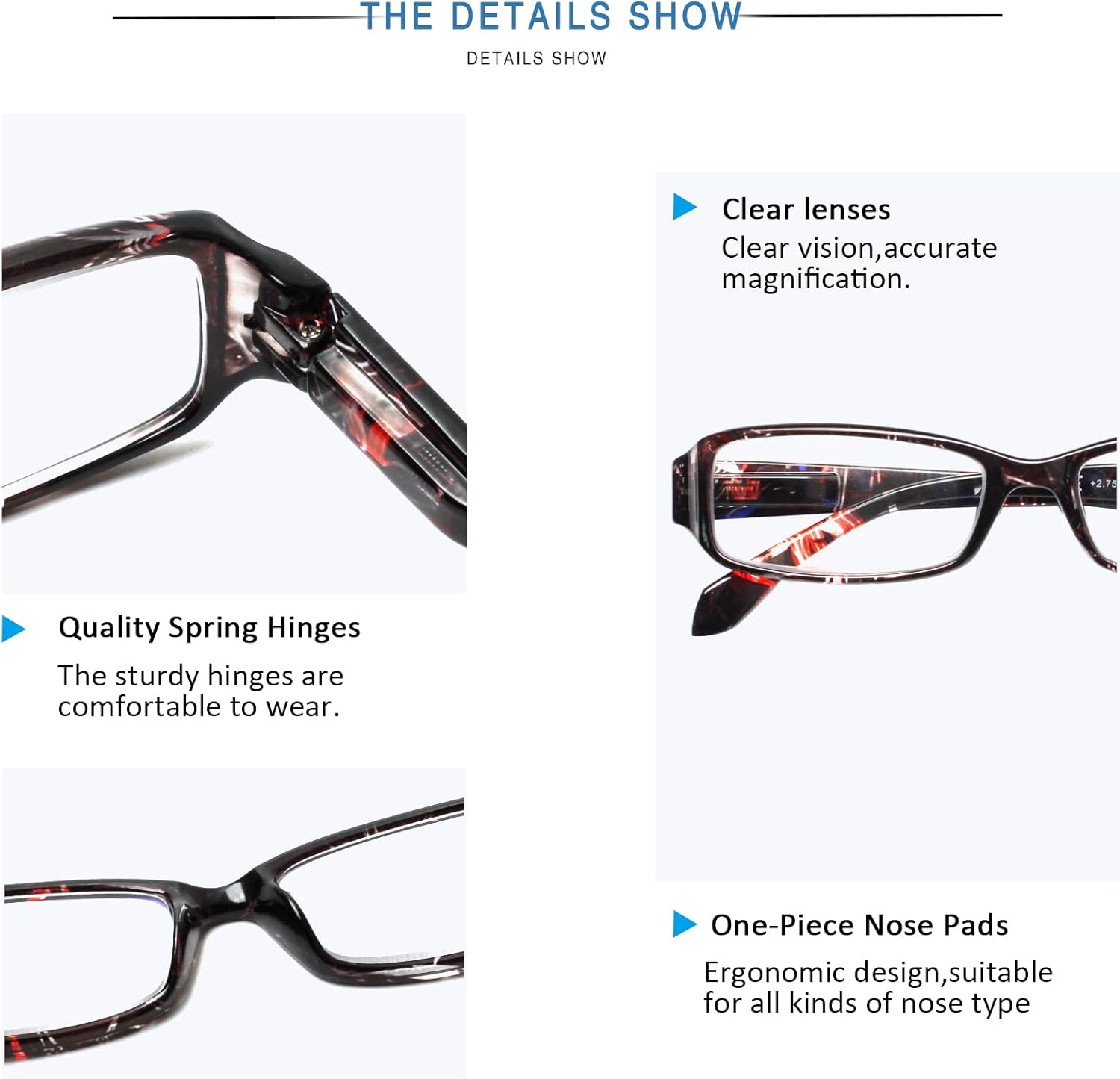 Ladies Reading Glasses 6 Pairs Blue Light Blocking Readers Spring Hinge with Pattern Print Eyeglasses for Women (Multi-Color, 2.0, multiplier_x) - Image 6