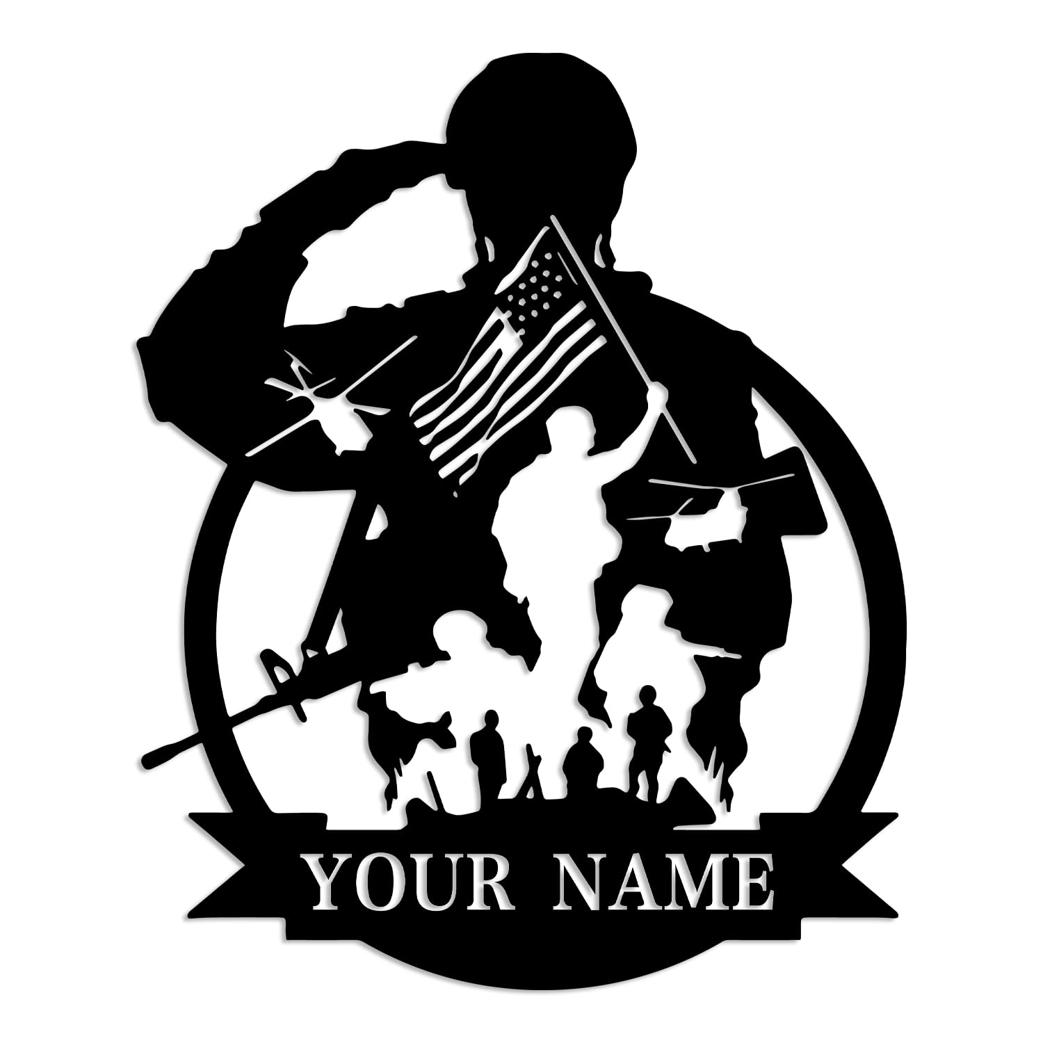 Kissesuu Style A Custom Us Soldier Military Wall Art - Personalized Army Soldiers Silhouette Name Sign, Comrade-In-Arms, Retirement Gifts