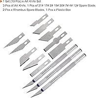 Vista 4 de HARFINGTON 1 juego (13 piezas) de cuchillos de manualidades, 3 cuchillos Hobby Exacto y 10 piezas de 9 tipos de cuchillas de repuesto con caja