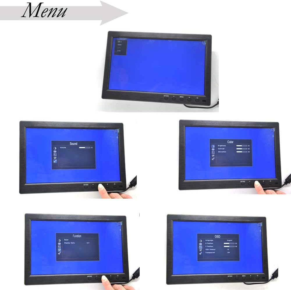 Best Deal Padarsey 10.1” HD Monitor for Mini TV & Car Video Player & Computer Display TFT LCD Color Screen for Car Backup Camera & Home Security System Built in Speaker Support BNC/AVI/VGA/HDMI