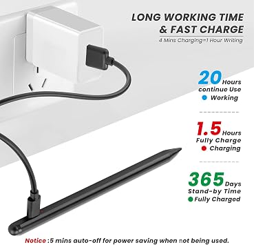 Chromebook Flip 2-in-1 Touchscreen Laptop Stylus Pen, Active Pen Digital Capacitive Stylus for ASUS Chromebook Flip 2-in-1 Laptop Stylus with Ultra Fine Tip,Touch-Control and Rechargeable,Black