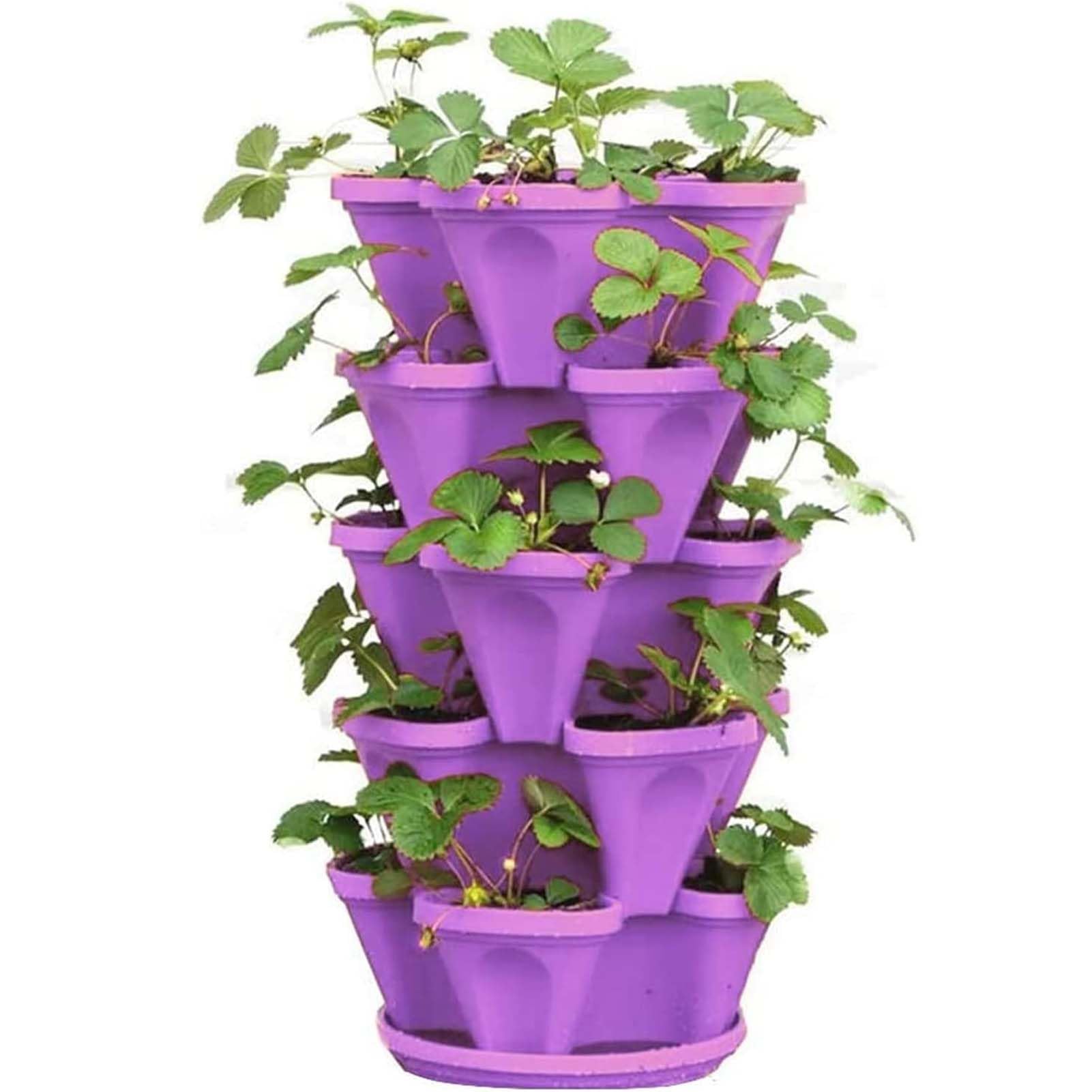 ZJTBDATG Stackable Planter Vertical Tower Garden Planter Strawberry Planter Indoor Outdoor Planters 3 4 5 6 Tier Garden Tower Herb Planter for Growing Vegetables and Succulents,B,6pcs
