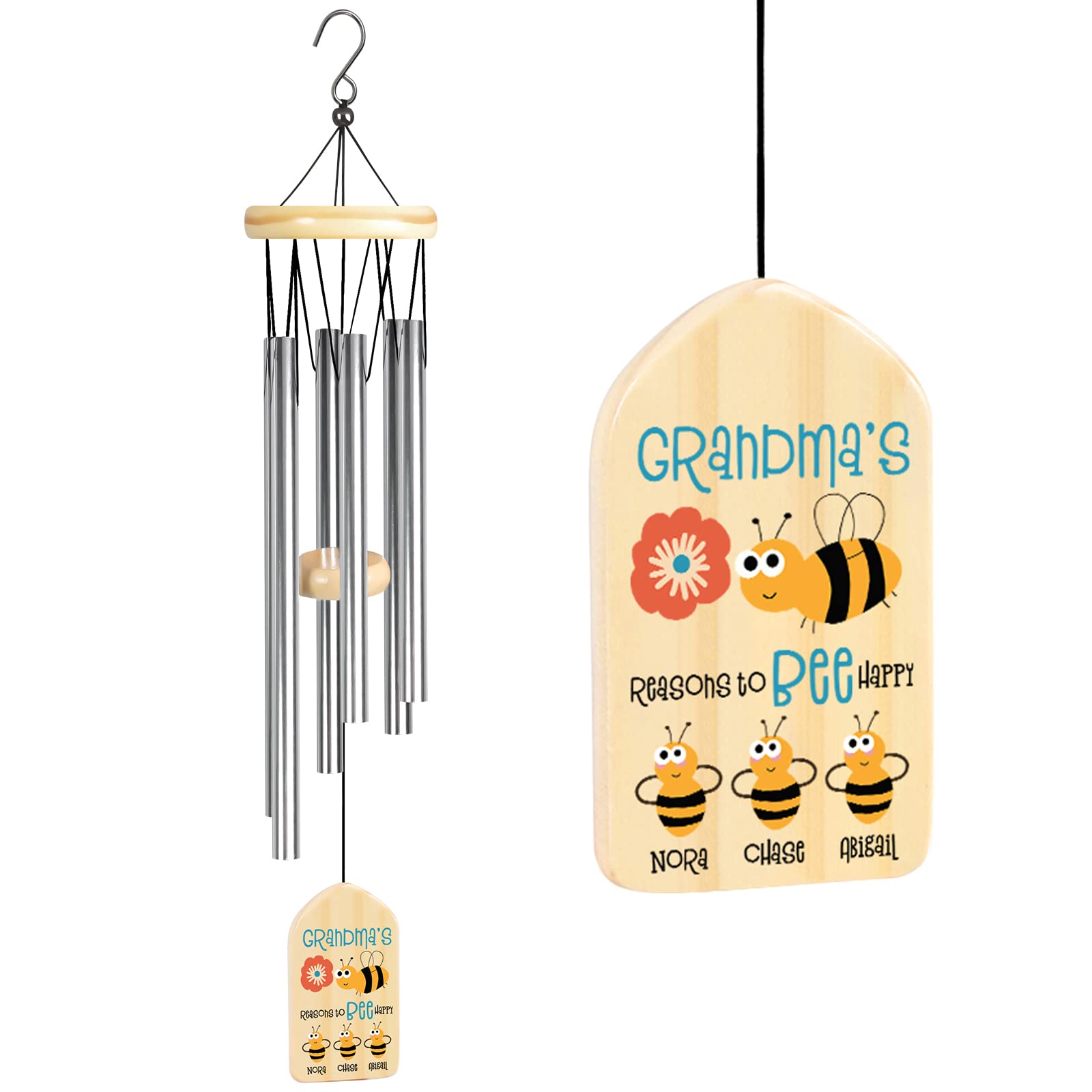 Jocidea Personalized Grandma Gifts Wind Chimes, Gifts for Grandma,Perfect for Mother's Day, Birthdays, Thanksgiving, Valentines Day or Christmas