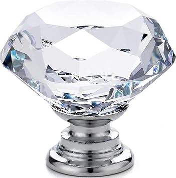 12pcs Diamond Shape Crystal Glass 30mm Drawer Knob Pull Handle Usd for Cabinet, Drawer