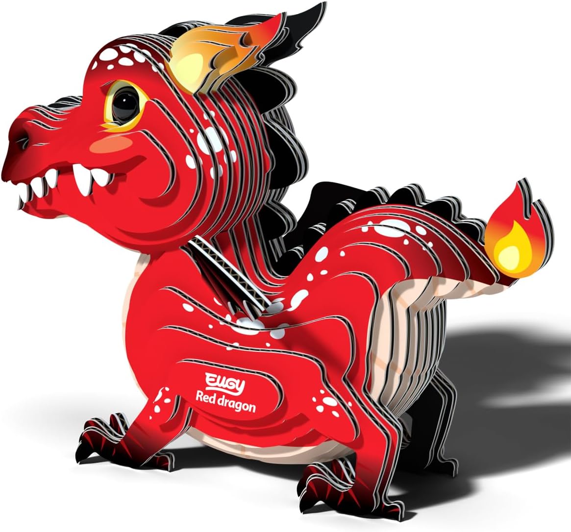 Eugy Red Dragon 3D Puzzle - 24 Piece Eco-Friendly Educational Toy Puzzle for Boys, Girls & Kids Ages 6+