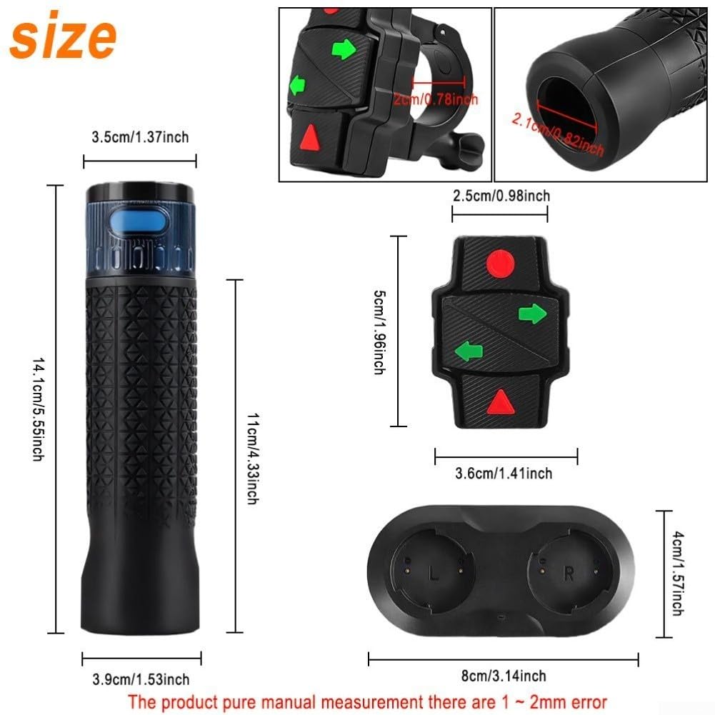 Wireless Bike Indicatori di Direzione 22mm Manopole Manubrio Telecomando LED Fanale Posteriore Impermeabile IPX65 per Strada Mountain Ciclismo