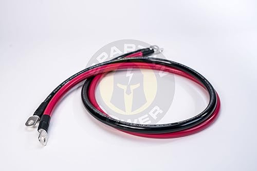 Miniatura 52 de Spartan Power - Cable de batería de 3 pies, juego de cables de calibre 4 AWG, 3/8 pulgadas M10, fabricado en EE. UU. 4 AWG-SET-3/8",1/0