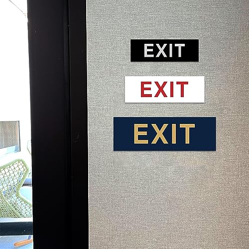 Image of All Quality Basic Exit Wall or Door Sign - Simple & Clear To Ensure Safety | Easy to Install - White - Small (2 Pack)
