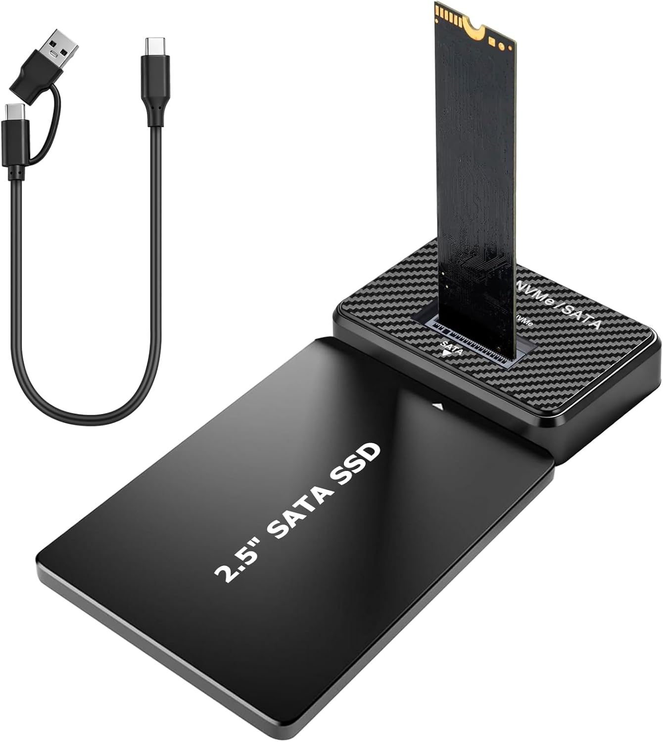 M.2 NVMe und SATA Festplatten Docking Station unterstützt 2,5-Zoll HDD/SSD, 10Gbps NVMe USB Adapter für M-Key B+M Key, USB 3.2 Gen2 Duales Protokoll M2 SSD Gehäuse für 2230 2242 2260 2280 SSD