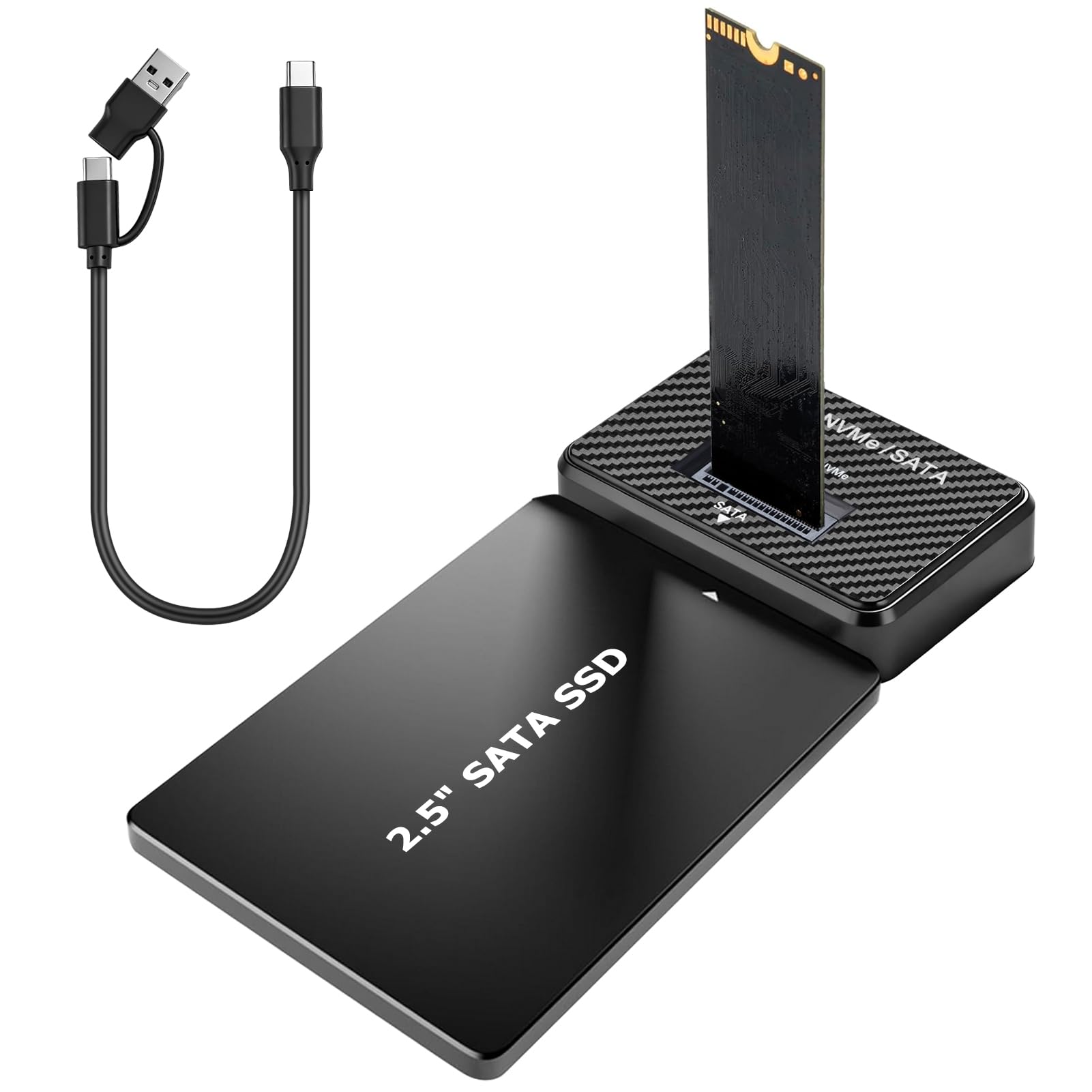 M.2 NVMe und SATA Festplatten Docking Station unterstützt 2,5-Zoll HDD/SSD, 10Gbps NVMe USB Adapter für M-Key B+M Key, USB 3.2 Gen2 Duales Protokoll M2 SSD Gehäuse für 2230 2242 2260 2280 SSD