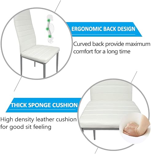 Miniatura 9 de Henf Juego de mesa de comedor de 5 piezas moderno juego de mesa de comedor para 4 personas con mesa superior de cristal templado y 4 sillas de piel