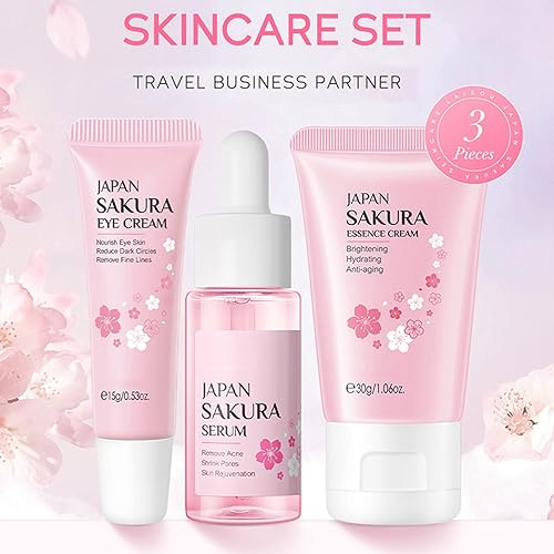 Miniatura 9 de Set de cuidado de la piel Sakura Skin Care Sets & Kits - Conjuntos de regalo para mujer con limpiador, suero, crema para ojos, crema de esencia,