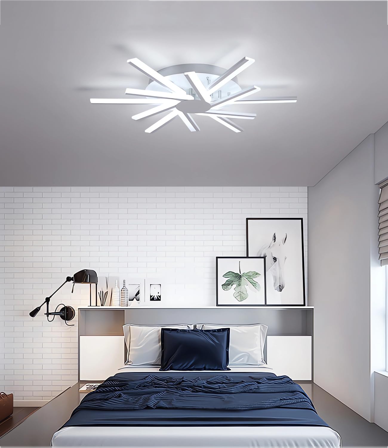 LIYYANG Modern Dimmable LED Ceiling Light Living Room Ceiling Lamp 12 Heads Creative Ceiling Lights Circular Ceiling Lighting with Remote Control for Office Coffee Shop Villa (White, Φ80) — image 1
