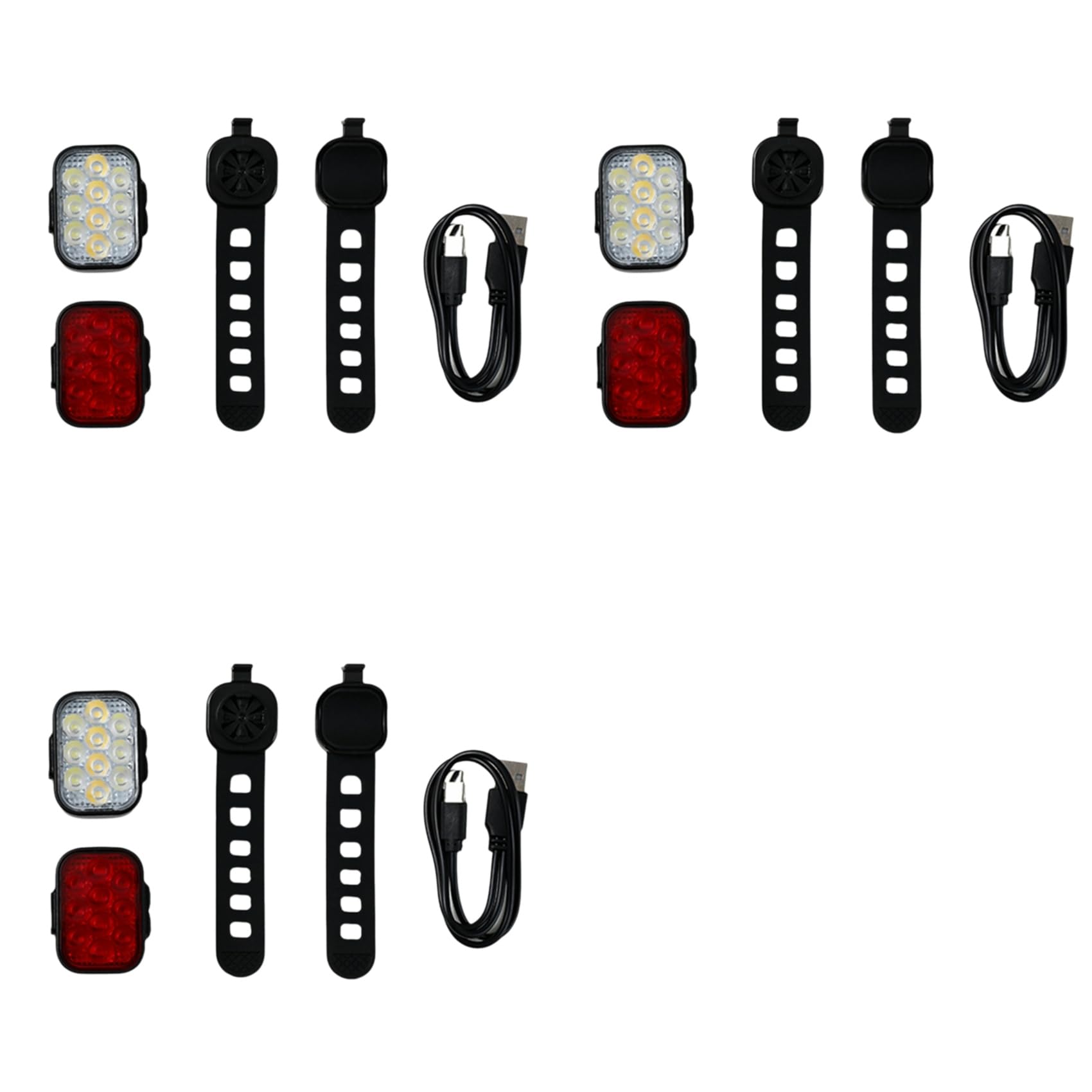 3X Juego de Luces para Bicicleta, Delanteras y Traseras, Carga USB, para de Montaña, Luz Delantera y Trasera para Bicicleta de Carretera