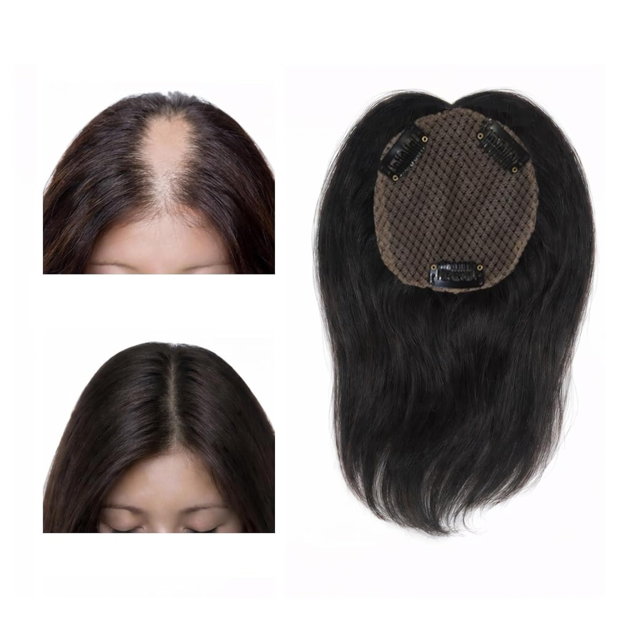 Invisible Clip-In Human Hair Topper for Women