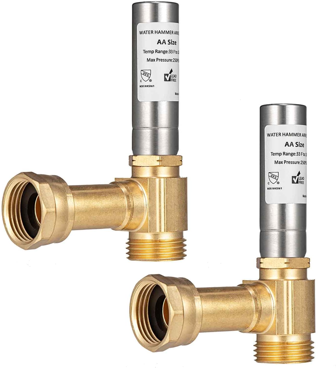 (2 Pack) Lidertik Water Hammer Arrestor Washing Machine 3/4 Absorb Shock and Reduce Noise Laundry Washer Knock Valve Garden Hose Air Inline Sink Dishwasher LI-Y241-11-11-S(2 PACK)
