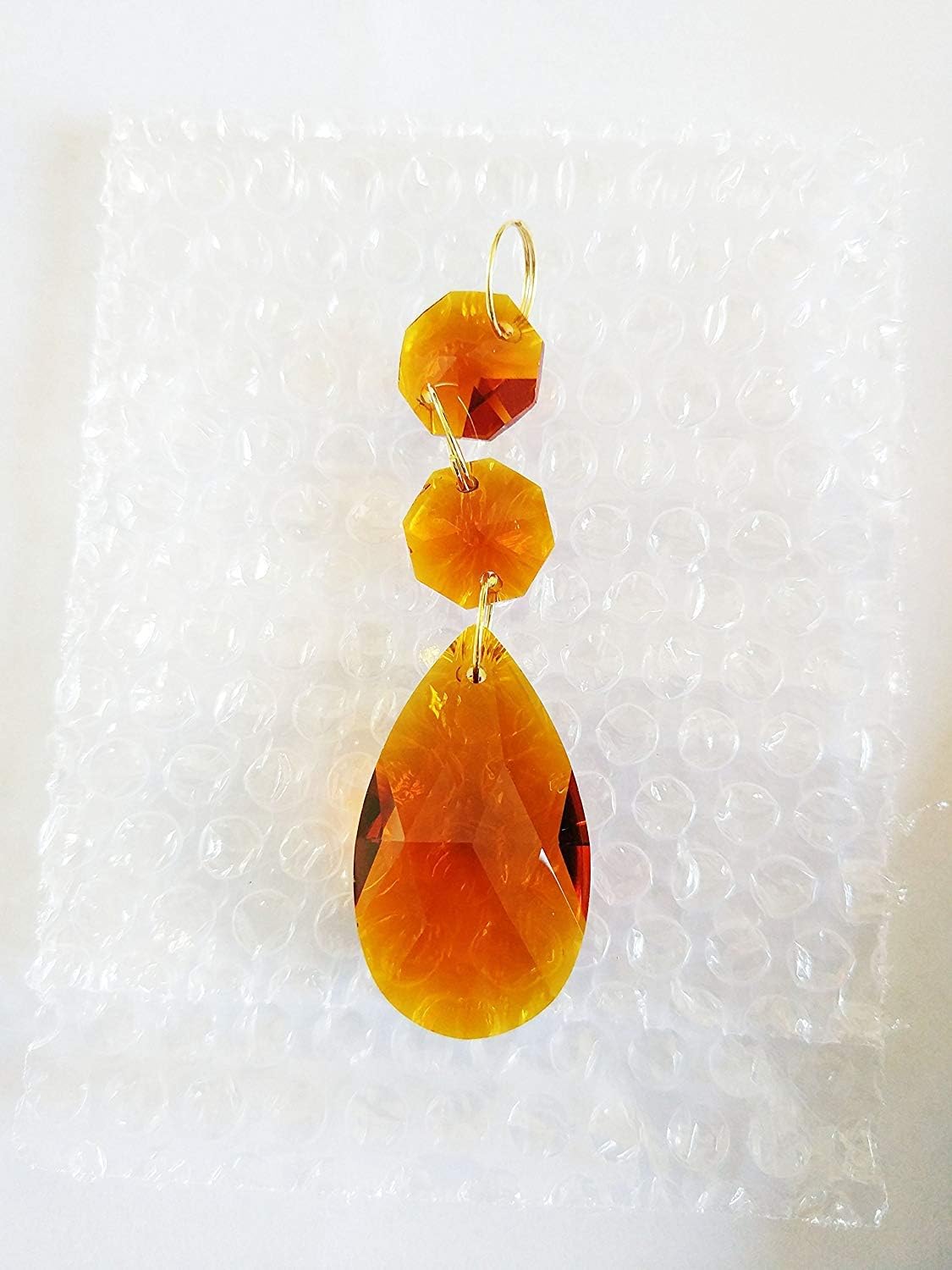 Teardrop Pendants Candle Chandelier Crystal Prisms Pendants Glass Pendants Beads, Pack of 20 (Dark Amber)