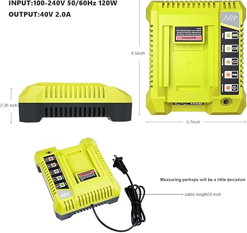 Miniatura 2 de Cargador de 40 V para batería Ryobi, cargador de batería de iones de litio Hipoke OP4015 OP4026 OP4026A OP4030 OP4040 OP4050 OP4050A OP4060 OP40261