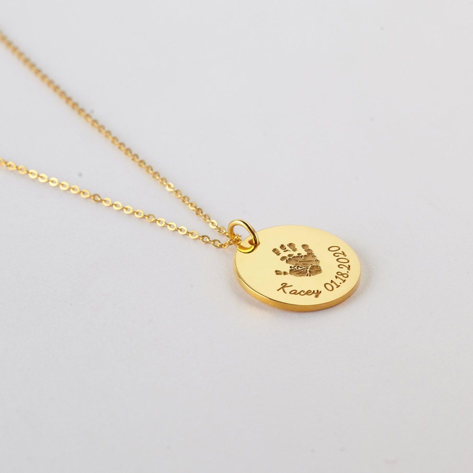 Huella de mano collar, huella de mano de bebé, nueva mamá Día de la Madre conmemorativo joya niño pérdida bebé pérdida collar Día de la Madre Navidad cumpleaños aniversario