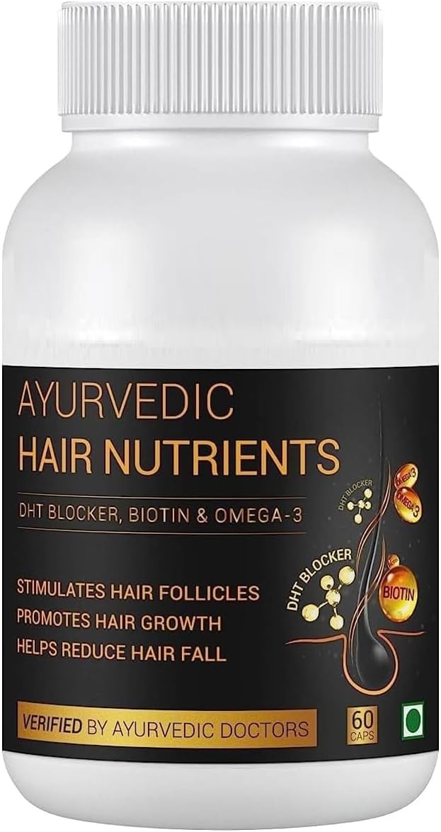 DHT Blocker Ayurvedic Hair Nutrients Vitamins | 60 Capsules | 100% Herbal with NO Known Side Effects - by pharmacylife