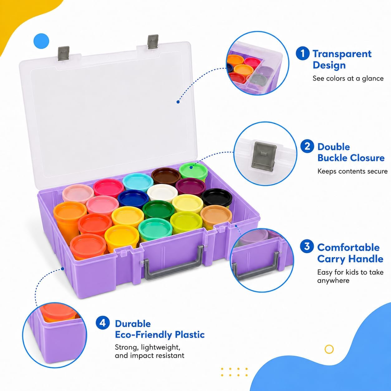 FULLCASE Case for Play-Doh Modeling Compound 20-Pack Case of Colors 3-Ounce Cans,Storage Box Organizer Container Holds 32-Pack of 1-Ounce Modeling Compound for Kid Party (Box Only) (Purple)