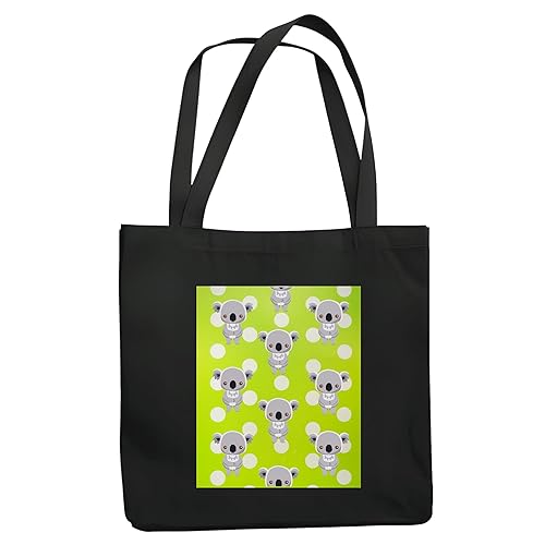 Gift Idea for Cute Koala Bear with Lime Green Polka Spots Navy Black Multicolor Canvas Tote Bag