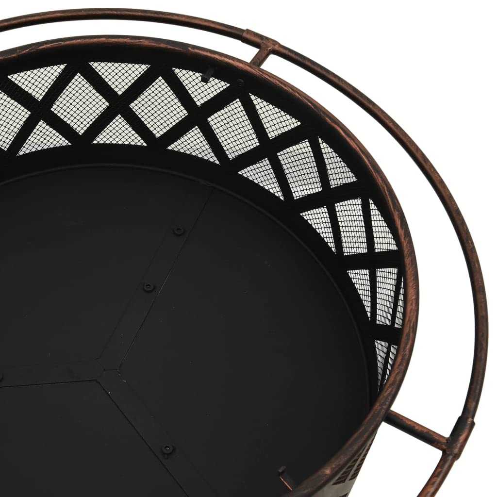 vidaXL Brasero Rústico con Atizador Jardín Patio Terraza Balcón Exterior Cuenco Chimenea Fogata Hornillo Calentador Calefactor Acero XXL 76 cm