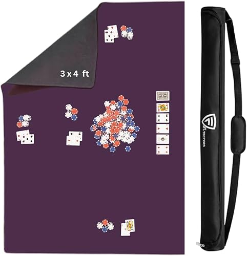 Miniatura 90 de Tapete de juego de mesa de 42 x 66 pulgadas, tapete Mahjong para mesa con bolsa de transporte, tapete de juego de neopreno antideslizante, cubierta