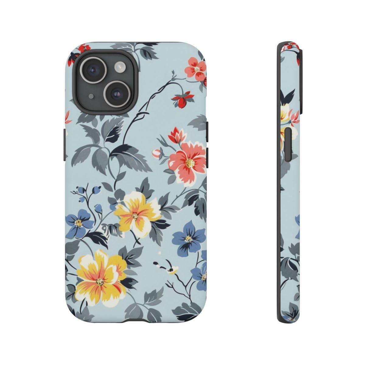Coque iPhone 15 rigide mate anti-rayures motif vintage bleu - 4
