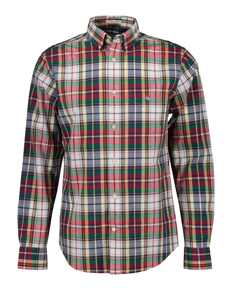 Gant Men's Ruby Red Reg Poplin Tartan Check Shirt, Xl