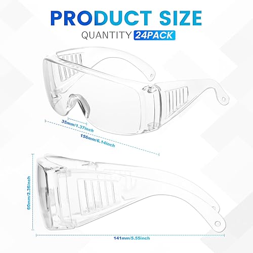 Miniatura 2 de WFEANG Gafas de seguridad transparentes a granel, gafas protectoras ligeras para hombres y mujeres, resistentes a impactos y arañazos, para usar