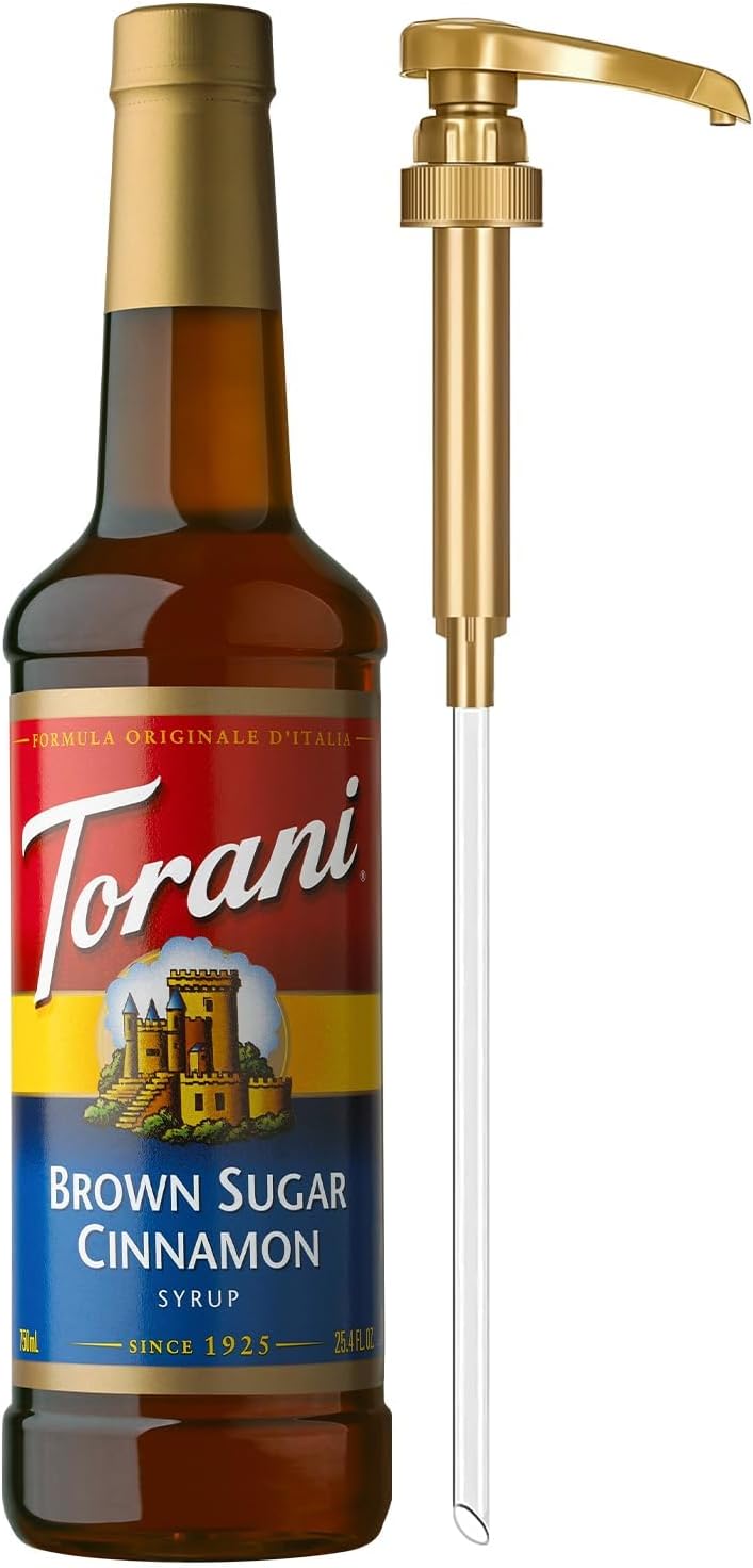 Torani Brown Sugar Cinnamon Coffee Syrup, Flavored Syrup for Drinks, Pump Included, 25.4 Fl Oz