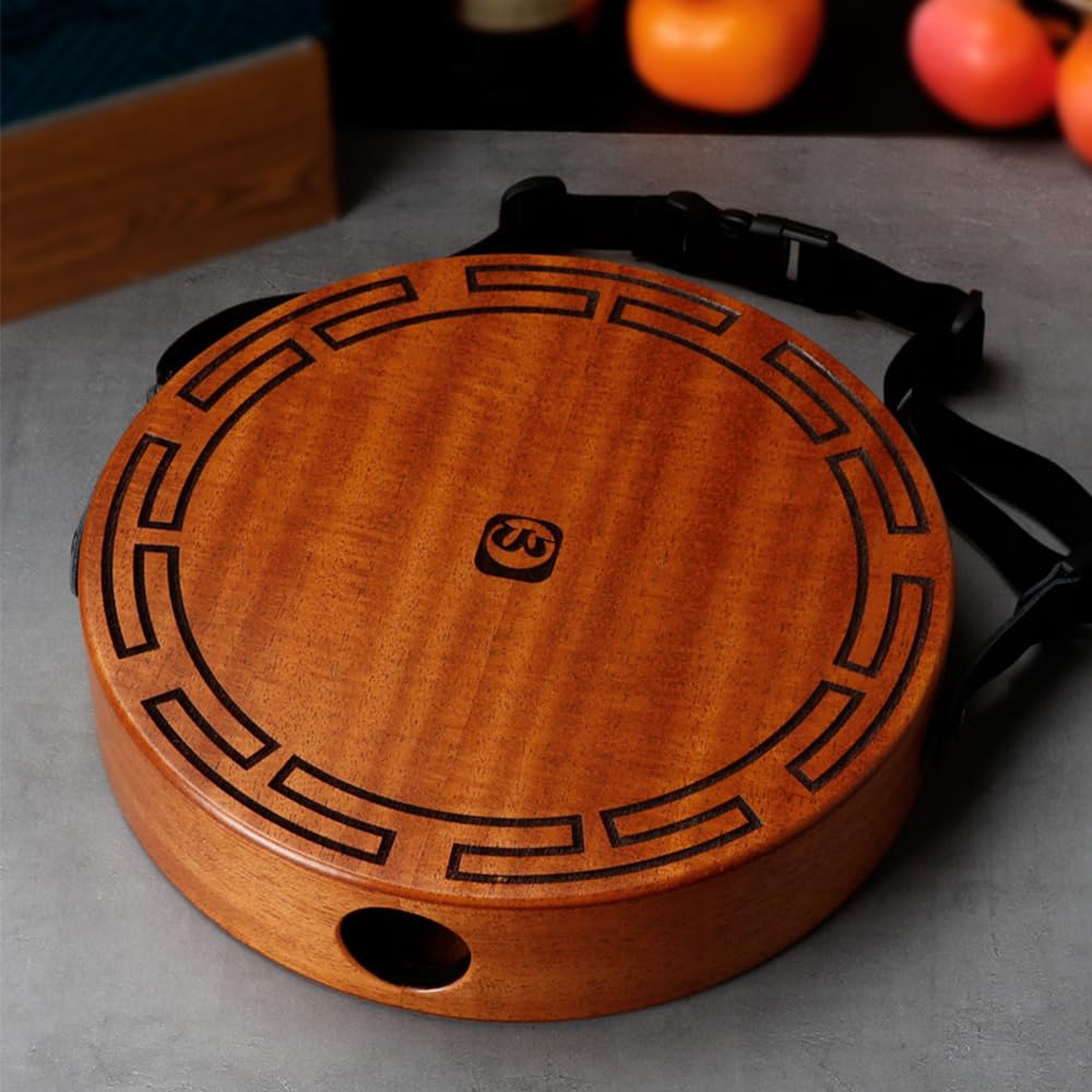Btuty Tambor de madera Cajón Instrumento de percusión de tambor plano de 2 tonos con correa ajustable y bolsas de almacenamiento Tambor octogonal portátil para principiantes