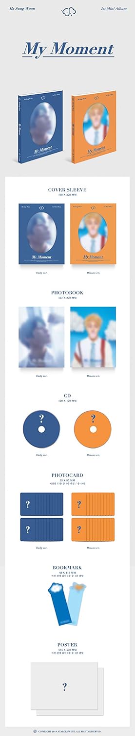 Wanna One Ha Sung Woon My Moment 1st Mini Daily PhotoBook+1p Card+1p BookMark+Tracking K-POP Sealed
