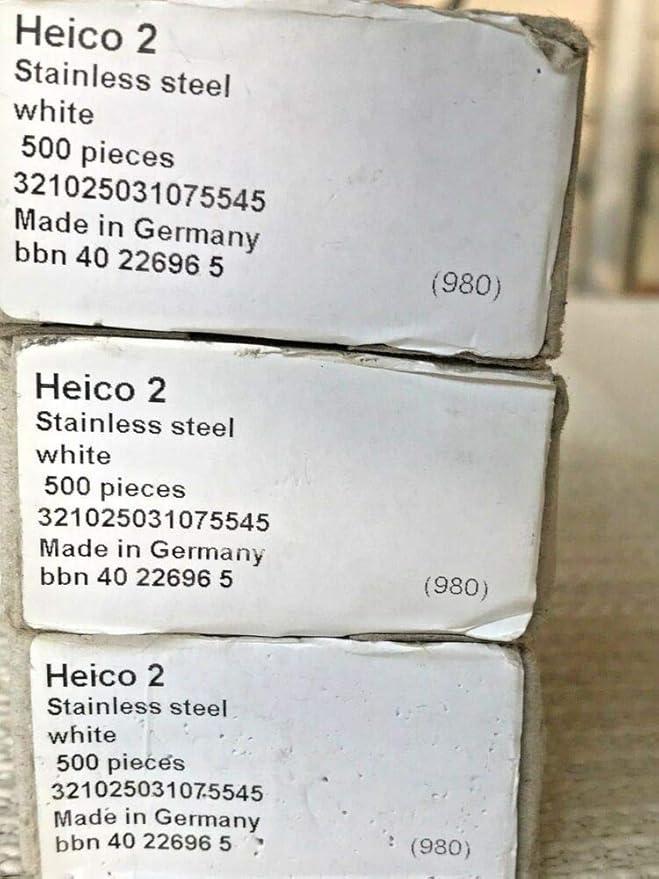 (1500 pcs) HEICO 2 Stainless Steel White Tacks On Heico Fasteners White