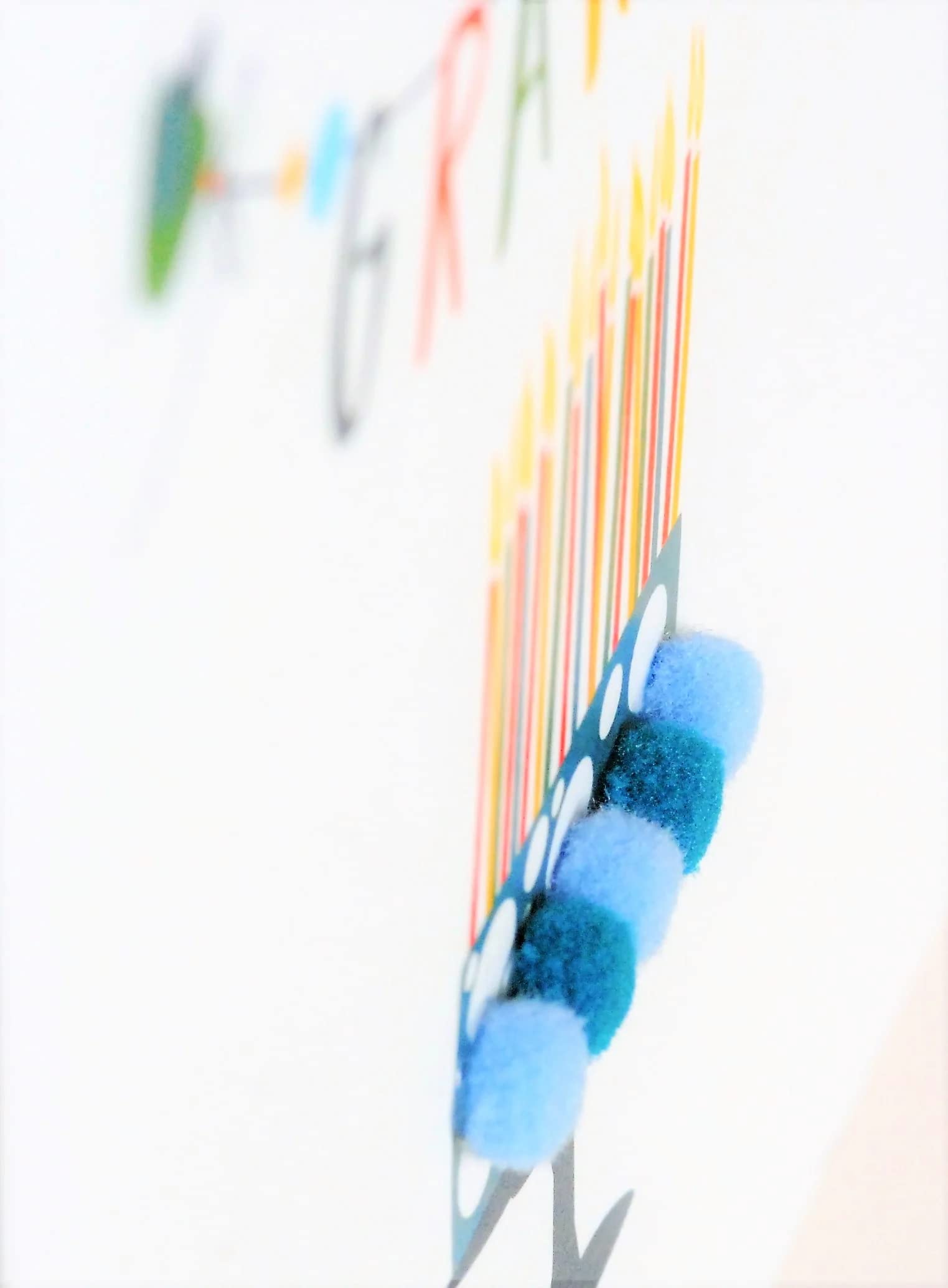 Geburtstagskarte Für Opa Mit Kuchendesign & Bunten Pompons – 15x15 Cm, Handgefertigt In Großbritannien