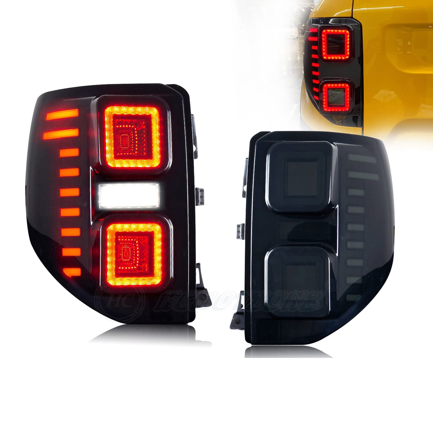 HCMOTIONZLED Tail Light Assembly fit for2021 2022 2023 Ford Bronco Sport Start-up Animation Sequential Sequential Turn Signals/LED Brake Reverse Light Passenger & Driver Side