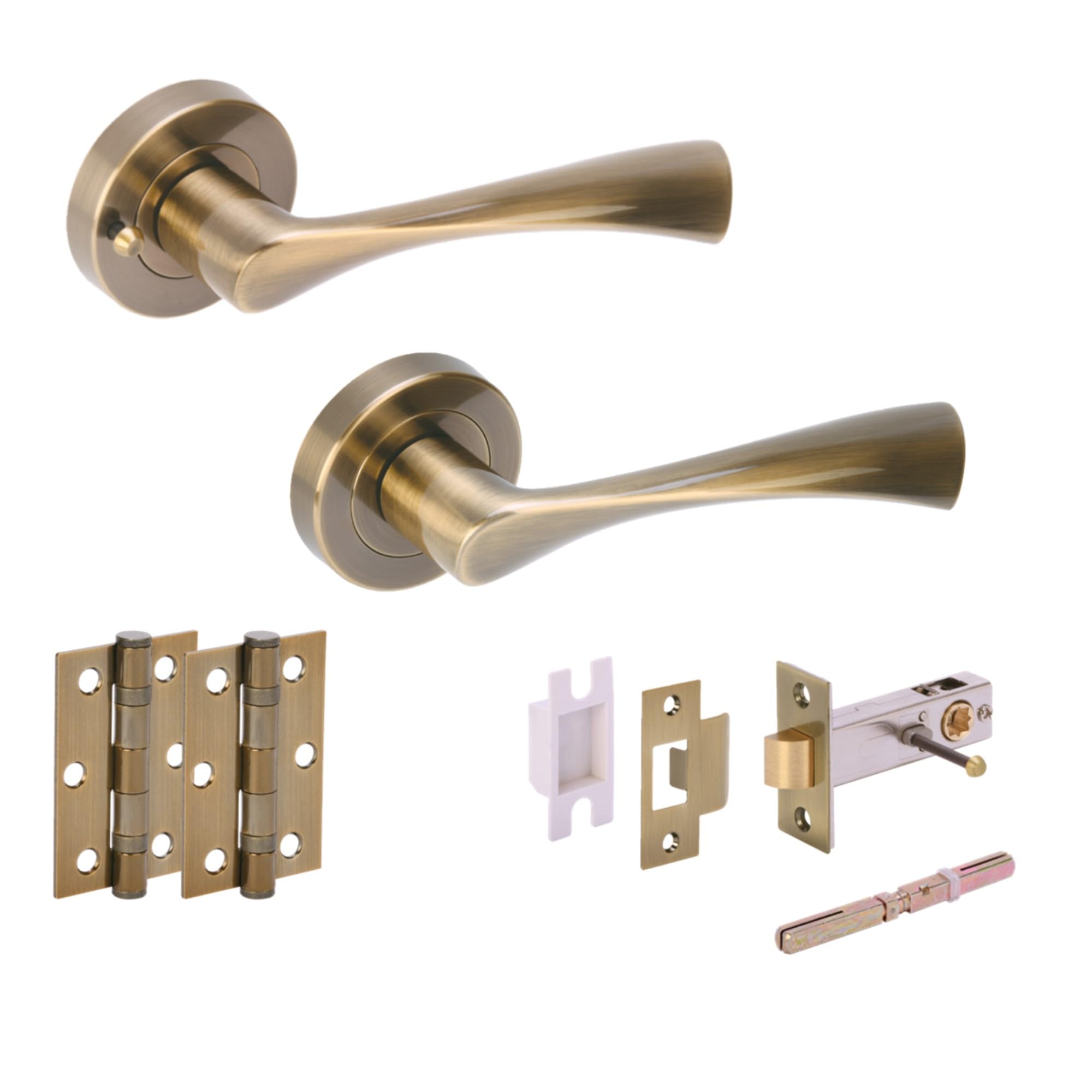 Hunta HANDLEZONE® 5 Sets Zena Internal Door Handles on Rose Lever Latch Packs with Ball Bearing Hinges - Antique Bronze
