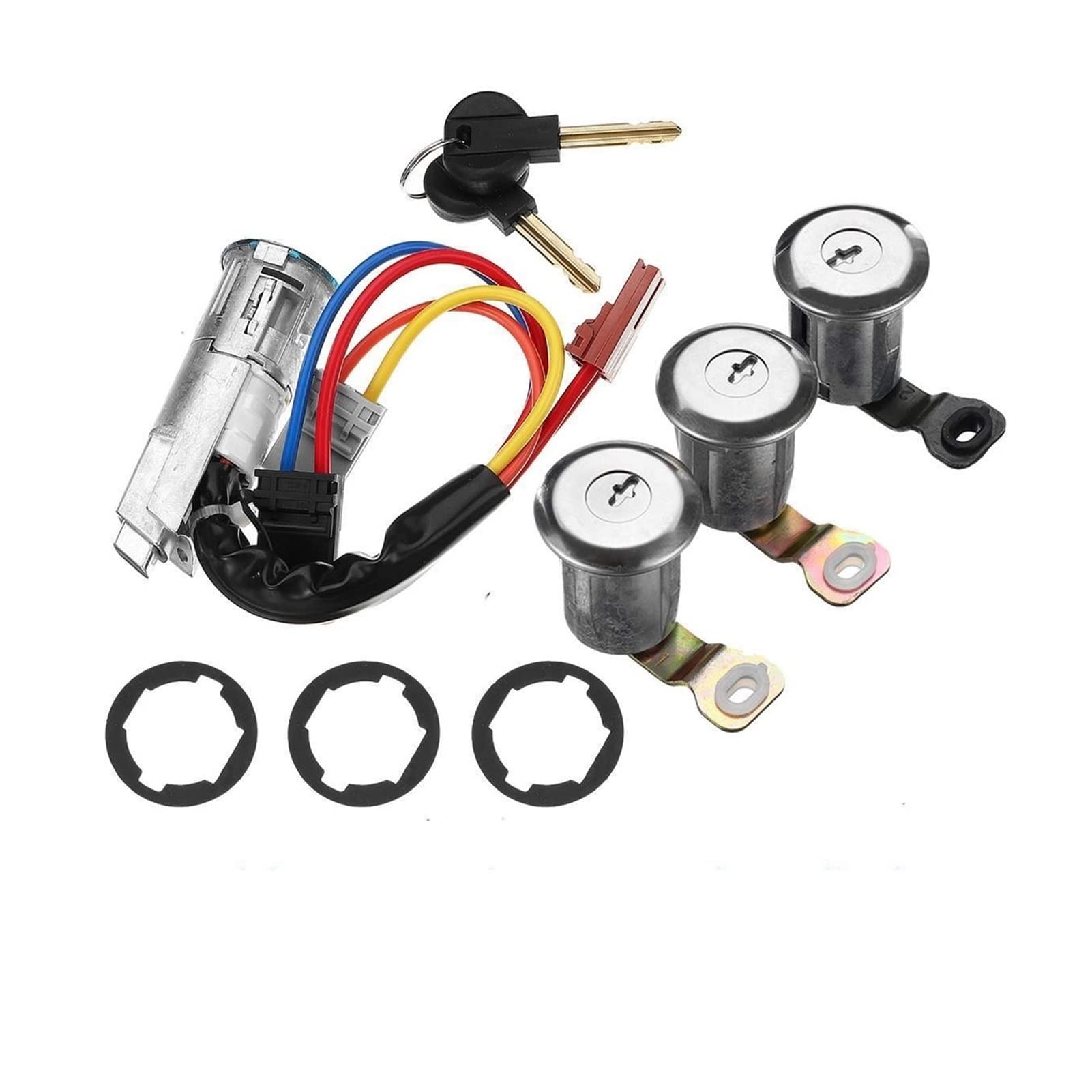 Set di Serrature per Porte Automatiche a 3 Ante con Cilindro di accensione per Citroen Berlingo per Peugeot per Partner 1996-2008 96244156 9170.G3 9170.CW 252522 Set di cilindri per Serratura Porta