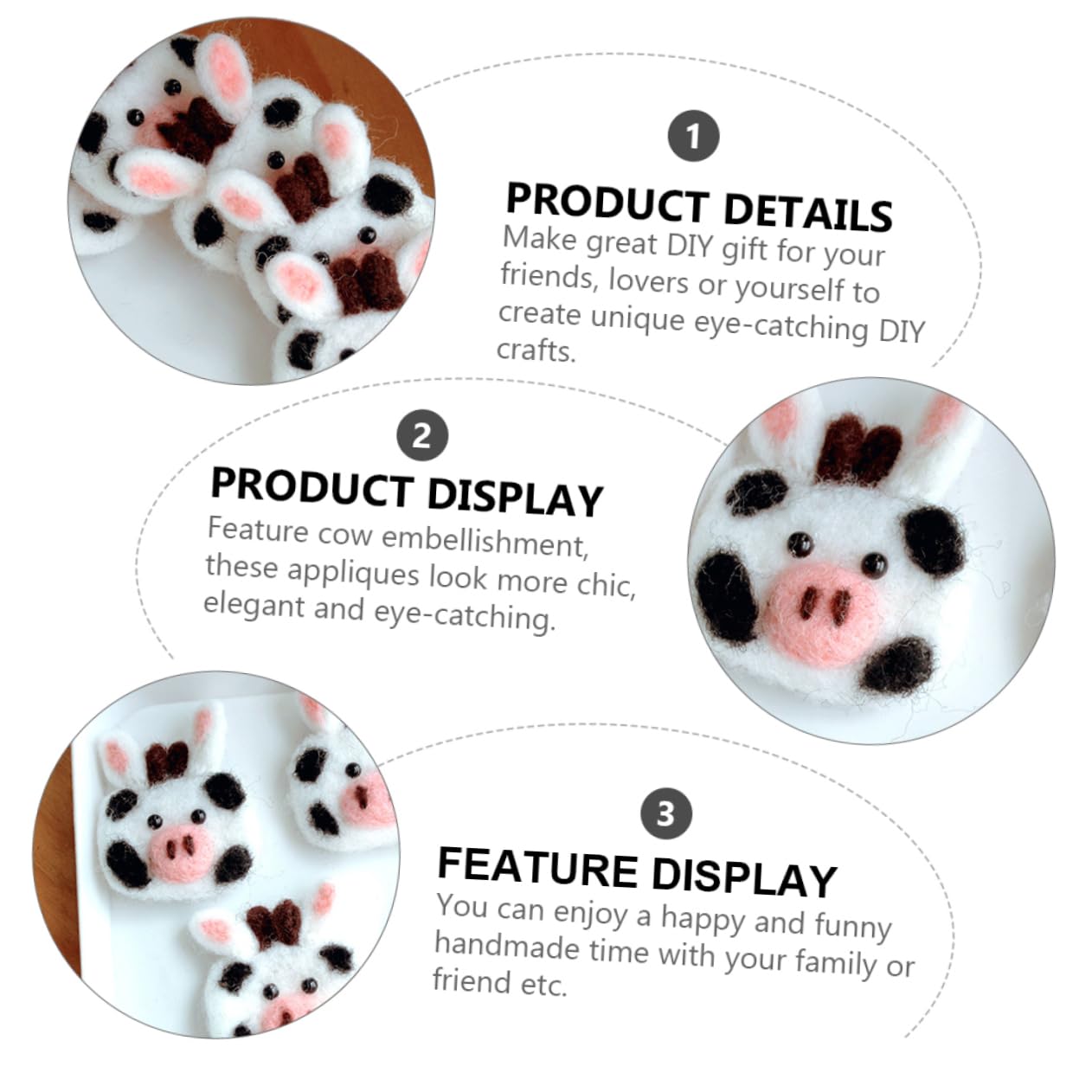 SUPVOX 2Pcs Cow Felt Hair Clip Appliques Embellishments for Accessories Chic Decorative Hairpins for Birthdays and Parties Fun Crafting with Family and Friends