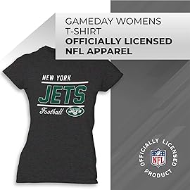 Team Fan Apparel NFL Women\'s Team Block Charcoal Tagless T-Shirt - Cotton Blend - Rock Game Day with Perfect Comfort & Style (New York Jets - Charcoal, Large)