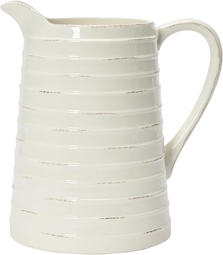 Miniatura 6 de Creative Co-Op Jarra de cerámica blanca