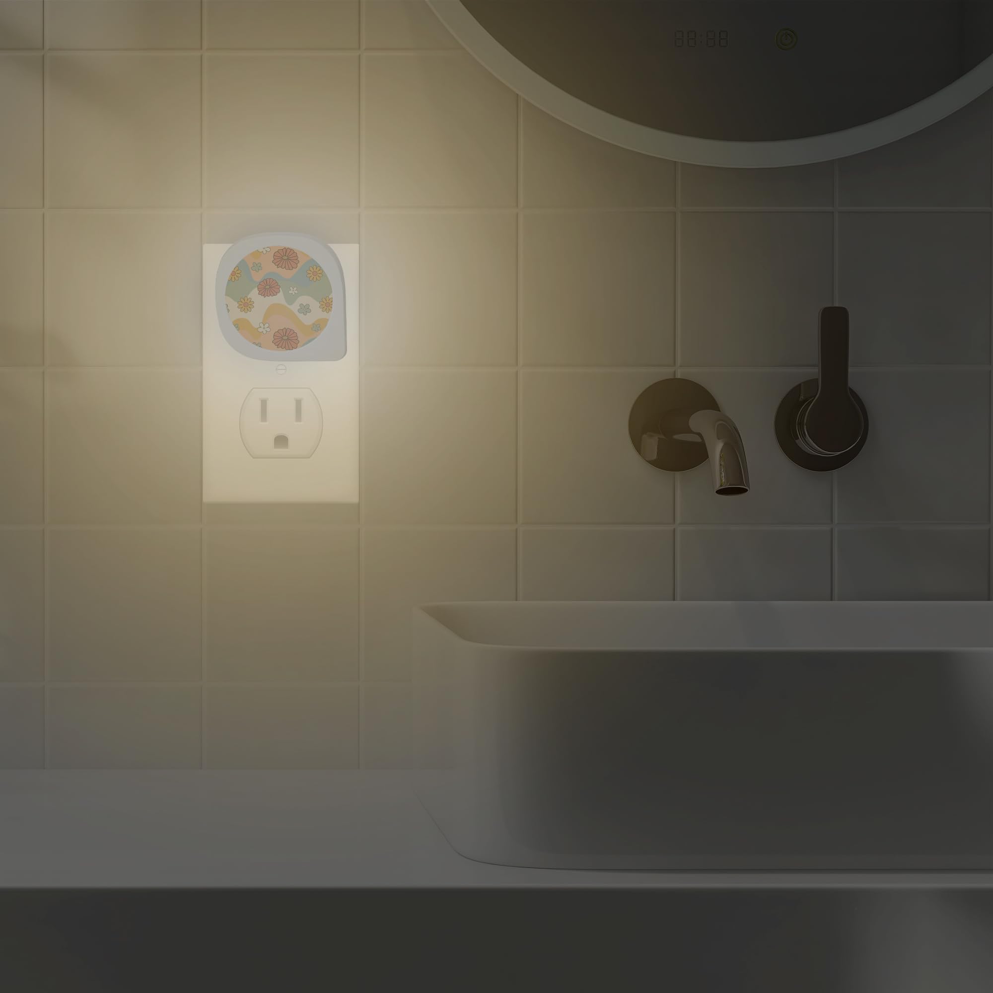 70s Retro Floral Night Lights Plug into Wall Vintage Flower Night Light for Boys Girls Led Night Light — view 6